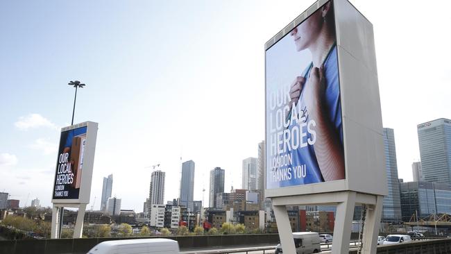 A London billboard thanks NHS employees. Picture: Getty Images