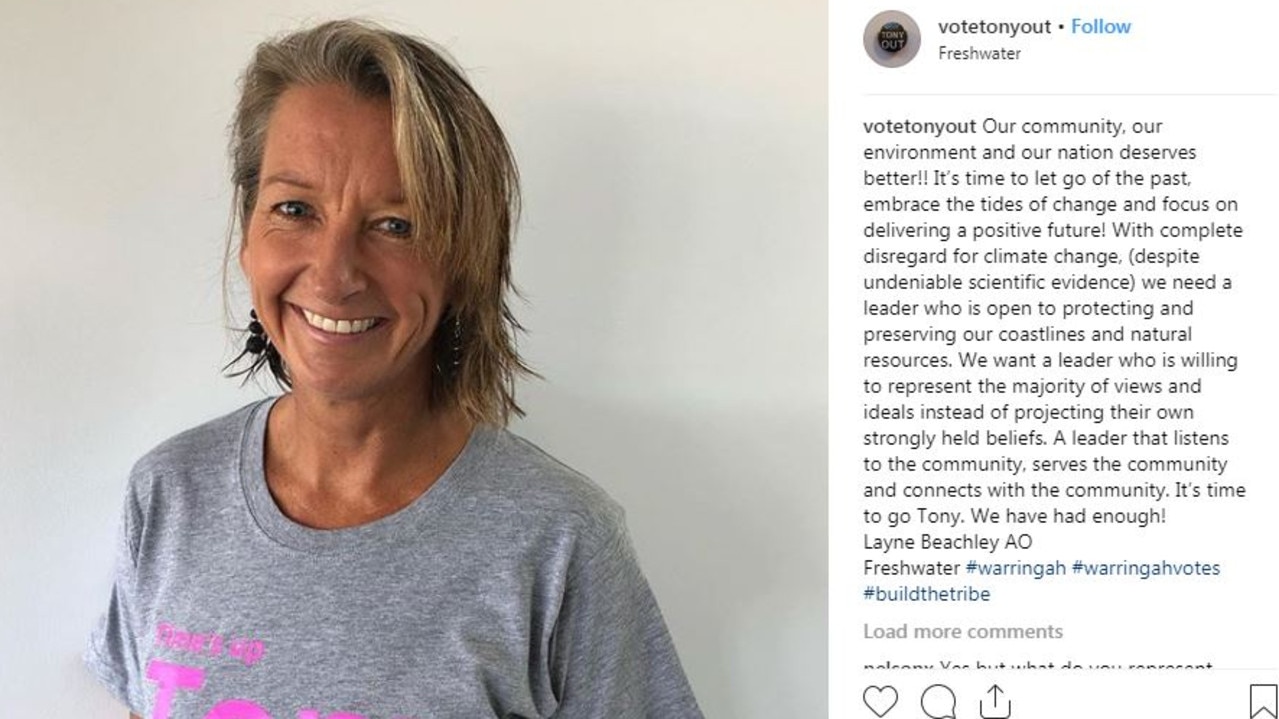 Surfing legend Layne Beachley is a prominent supporter of the anti-Abbott movement