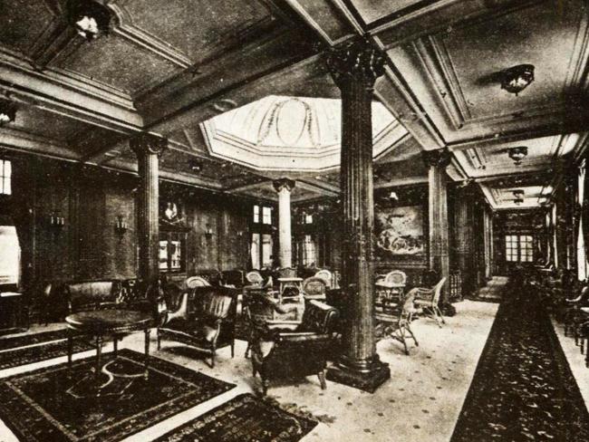 The first class gallery aboard Italian luxury liner SS Principessa Mafalda.