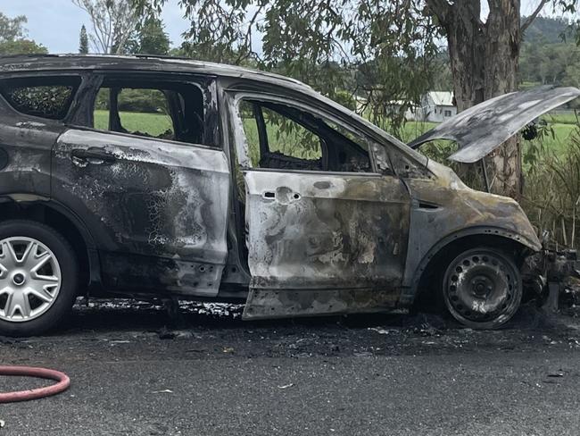 A car caught fire on Shute Harbour Road in Cannon Valley on December 18. Photo: Estelle Sanchez