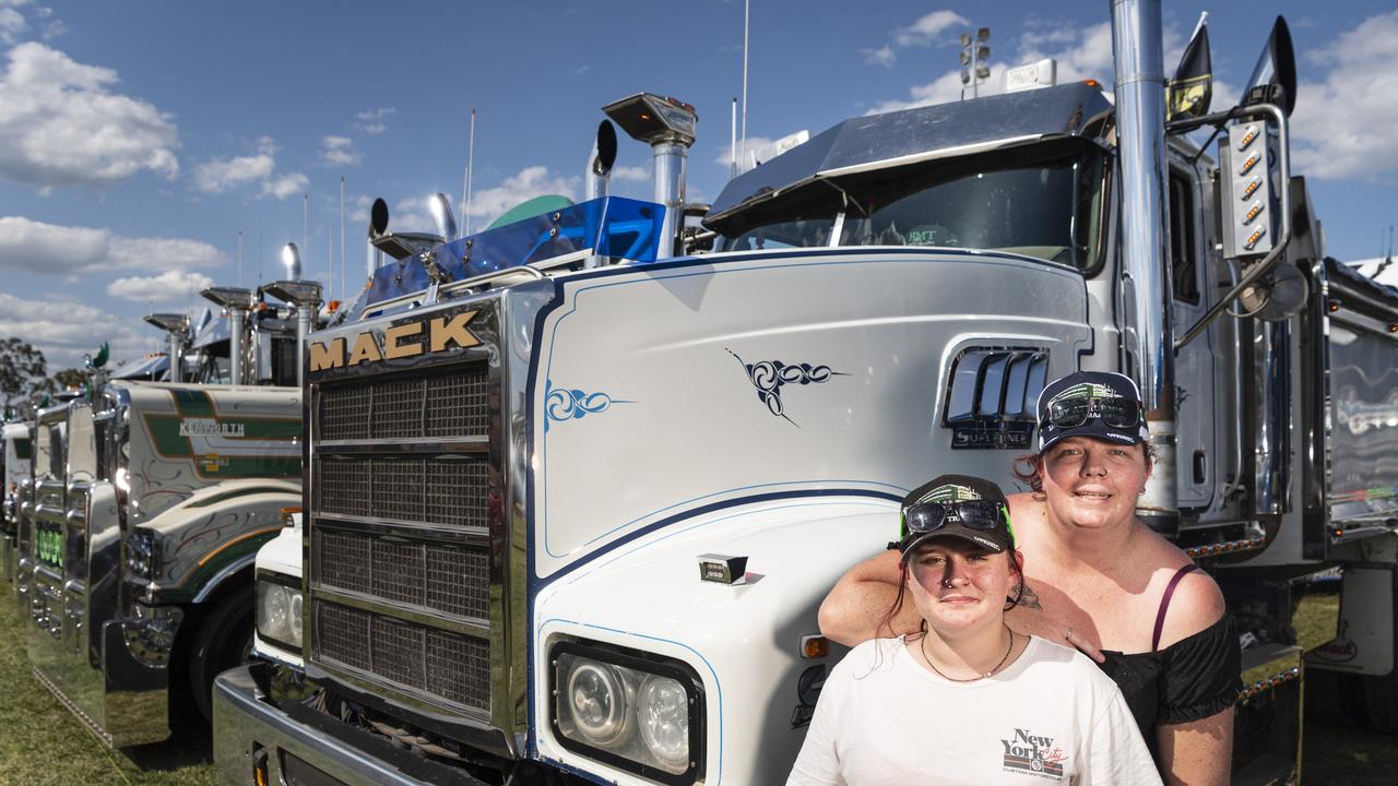 Pippa Osborne (left) and Kristel Pampling at Lights on the Hill Trucking Memorial at Gatton Showgrounds, Saturday, October 5, 2024. Picture: Kevin Farmer