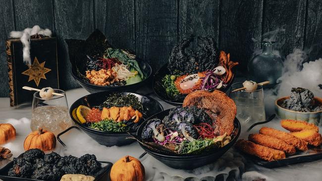 IIKO Mazesoba in Darling Square has a black and orange Halloween inspired menu. Supplied.