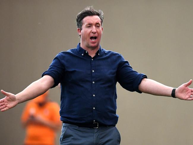 Brisbane Roar coach Robbie Fowler is seen during the Round 6 A-League match between Brisbane Roar and Melbourne City at Dolphin Stadium in Brisbane, Sunday, November 17, 2019. (AAP Image/Dan Peled) NO ARCHIVING, EDITORIAL USE ONLY