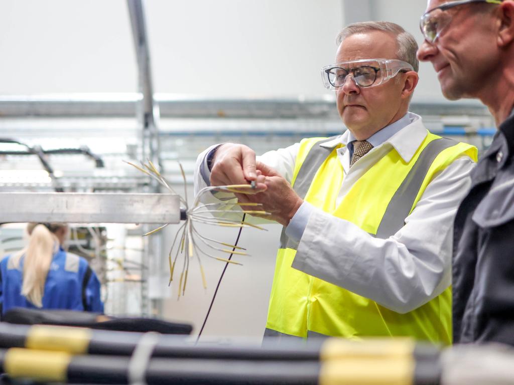 Mr Albanese says the AUKUS agreement is as much about jobs as it is about national security. Picture: Andrew Parsons / The Australian Pool Image