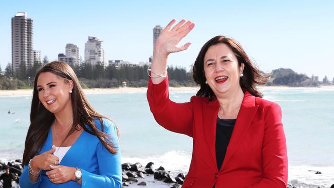 Labor Gaven MP Meaghan Scanlon with Premier Annastacia Palaszczuk. Picture: NIGEL HALLETT