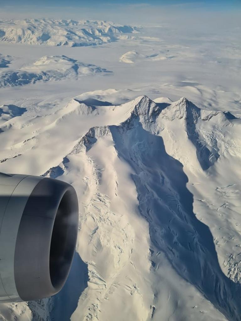 The view of Antarctica from a previous Qantas Boeing 787 scenic flight. Picture: Elisa Pritchard