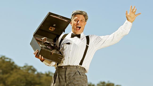 The Gramophone Man with his gramophone at Brooklyn. He is a DJ who uses old gramophones in his performance. Picture: Troy Snook