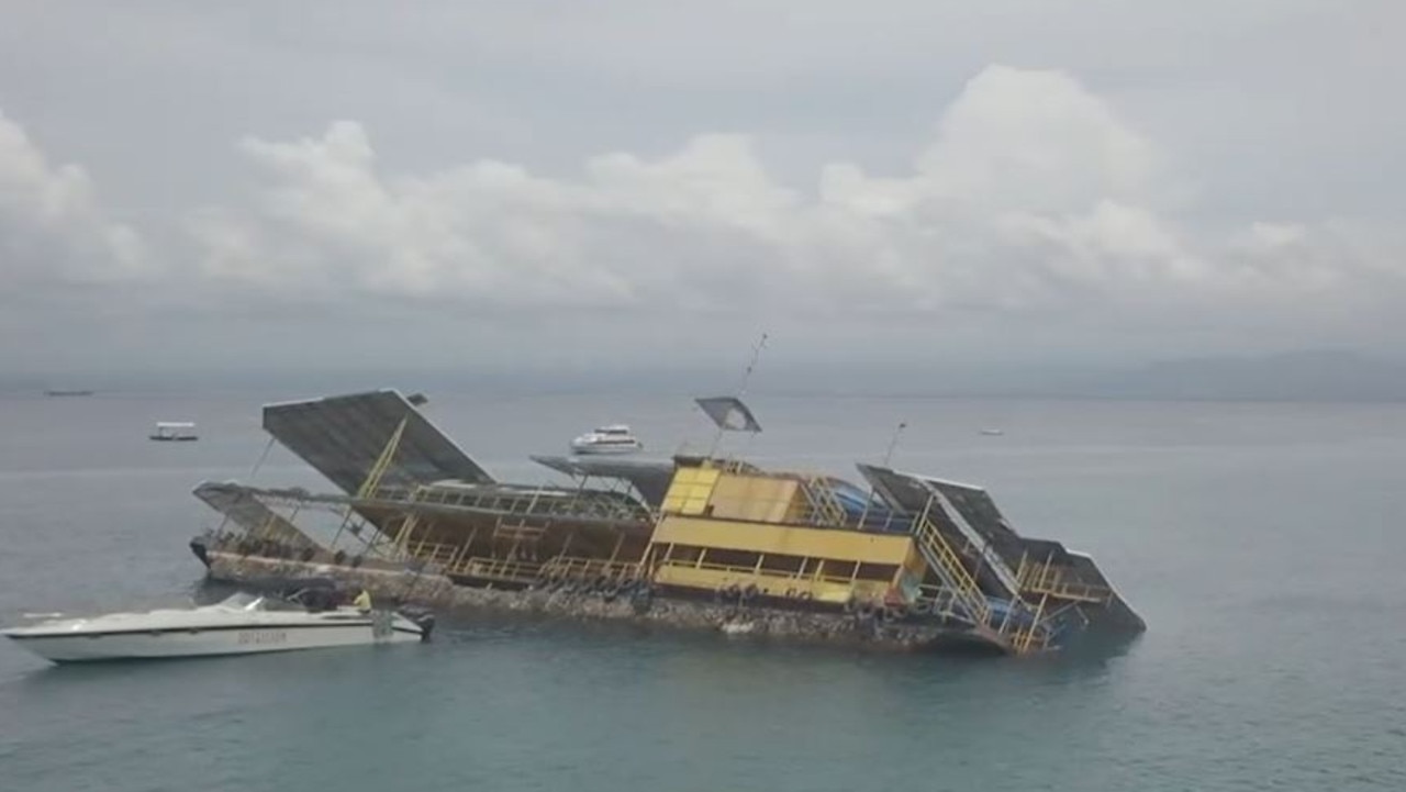 The pontoon sits submerged off the coast of Lembongan.