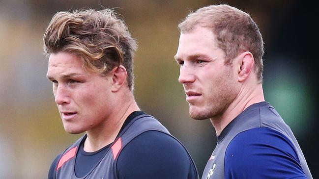 How Wallabies coach Michael Cheika will deploy Michael Hooper (left) and David Pocock at the World Cup is still under wraps. Picture: Getty Images