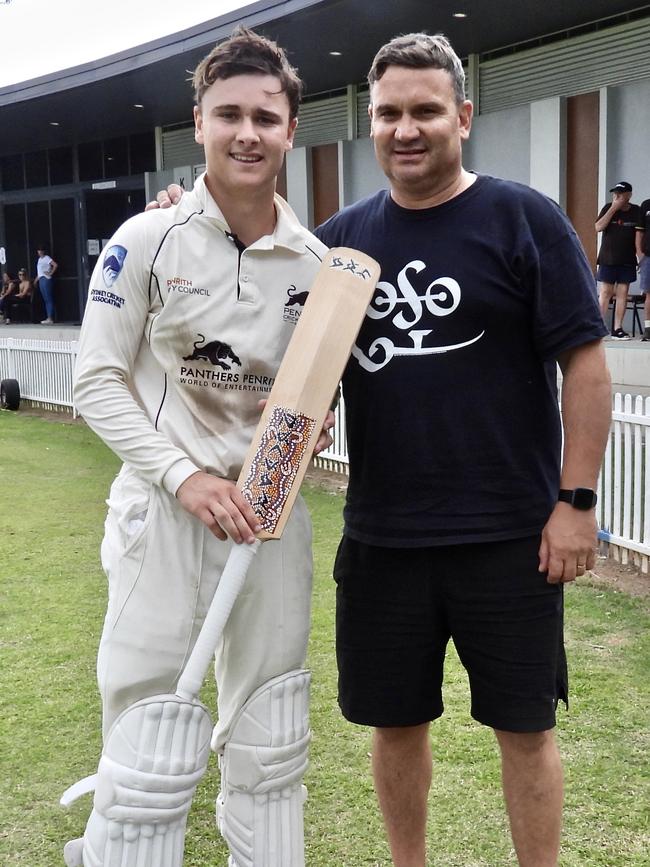 Tyran and Glen Liddiard at Sydney Premier cricket. Pic: Barry Clarence