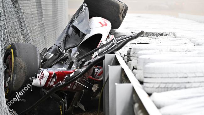 Guanyu crashed into the barriers during an incident at the star during the Formula One British Grand Prix in 2022. Photo: Ben Stansall.