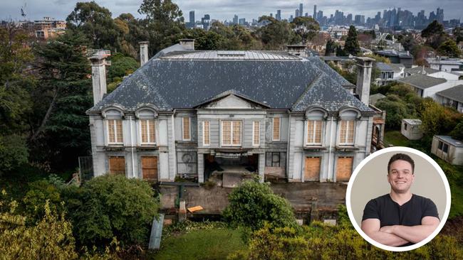 Edward Craven, inset, and one of his Toorak mansions.