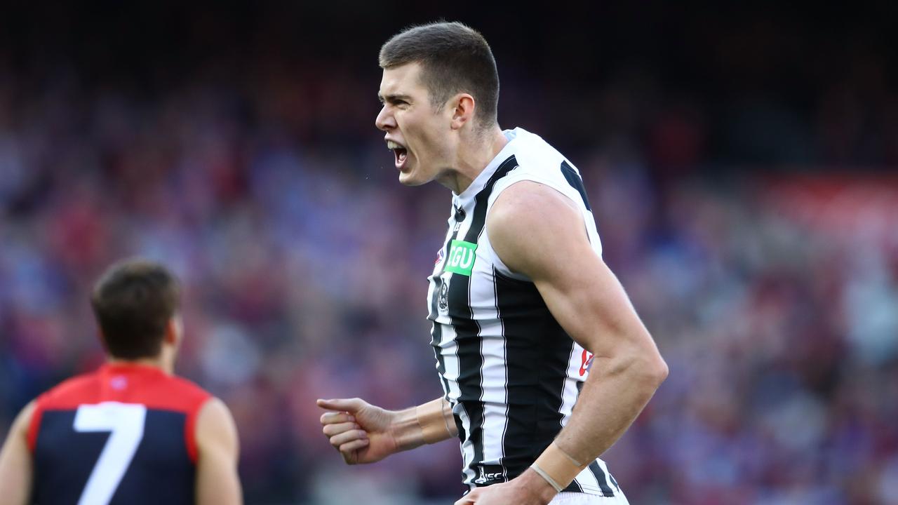 Collingwood giant Mason Cox dominated Melbourne on Monday.