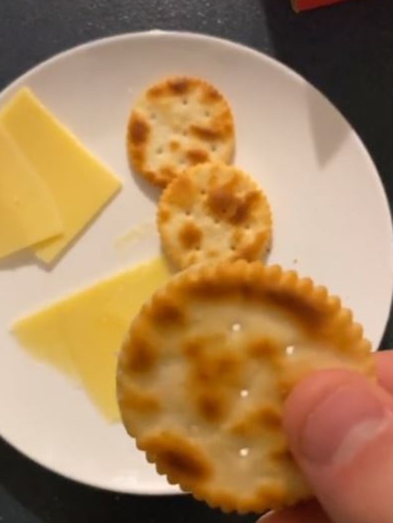 A video claiming there’s a reason Arnott’s crackers have scalloped edges has been doing the rounds online. Picture: TikTok / Lucaspaul95