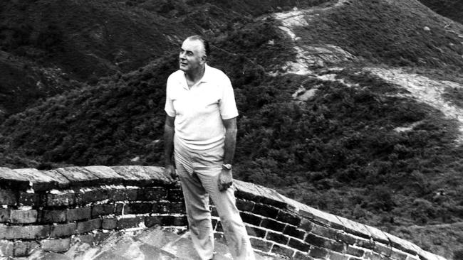 Whitlam on the Great Wall of China. Picture: News Limited