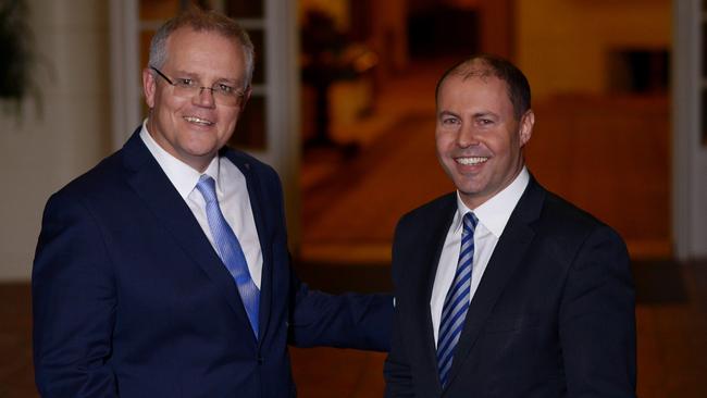 New PM Scott Morrison with Treasurer Josh Frydenberg. Picture: Getty Images