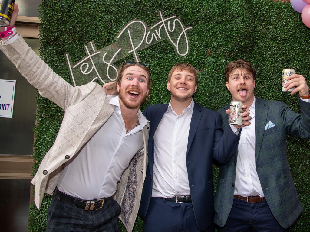 From left; Hunter Purcell, Cameron Percy and Jordan Parkinson. IEquine Toowoomba Weetwood Raceday - Clifford Park Saturday September 28, 2024 Picture: Bev Lacey