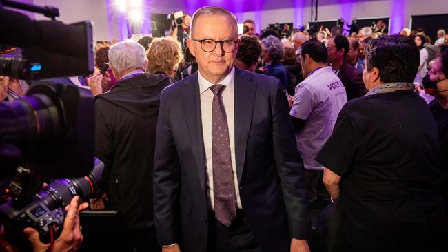 Anthony Albanese leaves the Yes campaign launch on August 30 in Adelaide. Picture: James Elsby/Getty Images