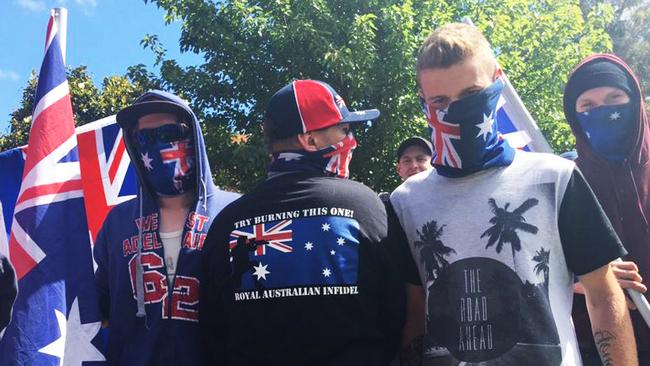 Reclaim Australia protesters in Melton. Picture: Cassie Zervos