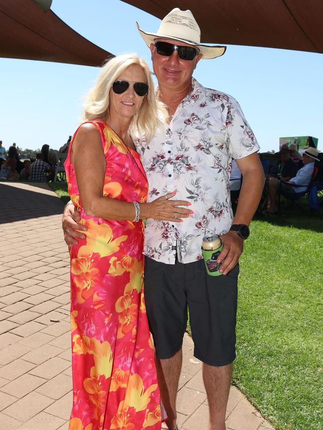 Helen and Dave attend the 2024 Echuca Cup races. Picture: Brendan Beckett