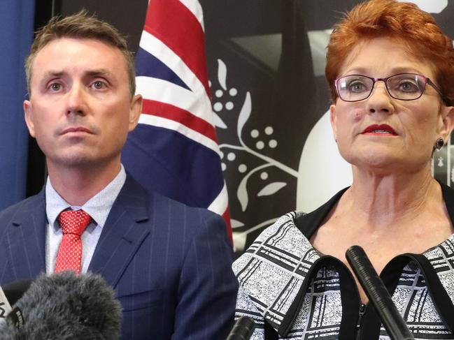 Senator Pauline Hanson holds a press conference with chief of staff James Ashby, Commonwealth Parliamentary Offices, Brisbane. Photographer: Liam Kidston