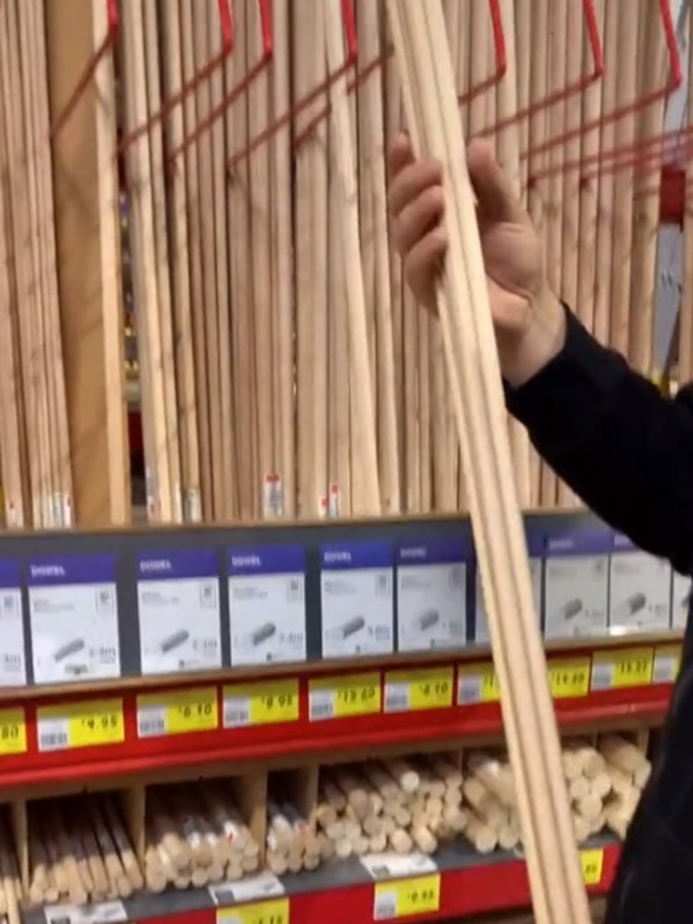 They bought oak dowels from the hardware store. Picture: TikTok/chantellneale