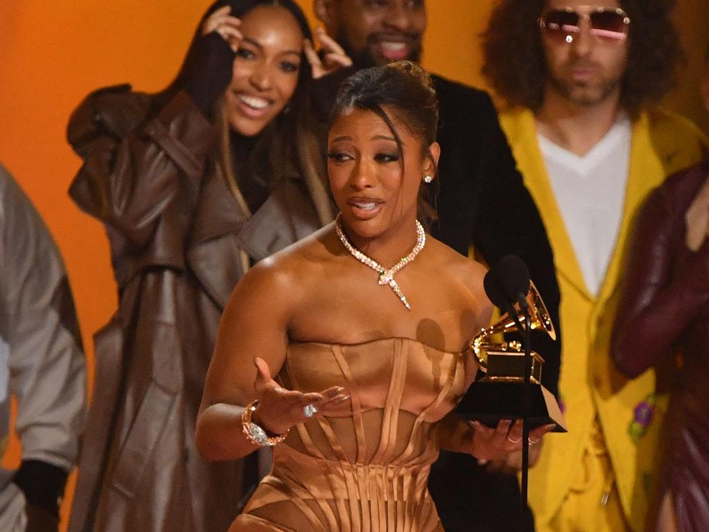 US singer-songwriter Victoria Monet accepts the Best New Artist award at the 66th Annual Grammy Awards. Picture: AFP