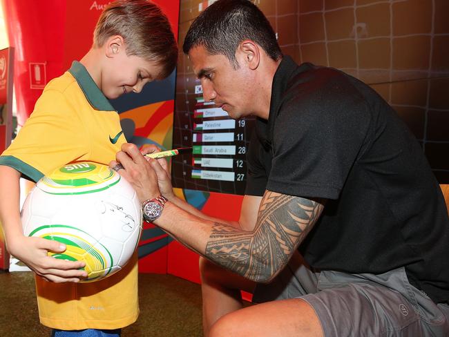 Tim Cahill meets the fans at Customs House in Sydney this week.