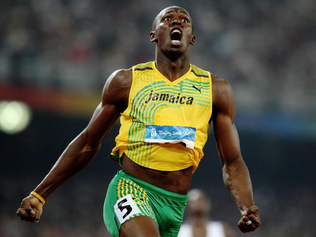 Usain Bolt of Jamaica reacts after breaking the world record to win the gold medal in the Men's 200m Final at the Beijing 2008 Olympic Games. Picture: Jed Jacobsohn/Getty Images