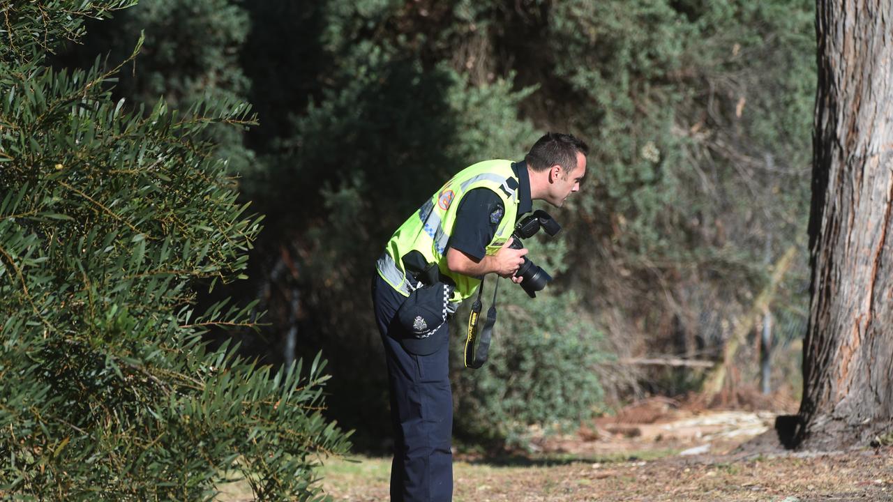 Police at the scene of the fatal hit-run in 2019. Picture: Tony Gough