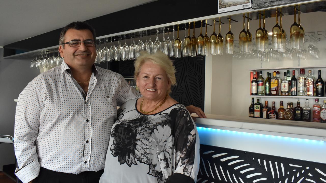 Mother and son Tom and Irene Skenderis at Dimitri's Mediterranean Restaurant in Gladstone. Photo: Liana Walker