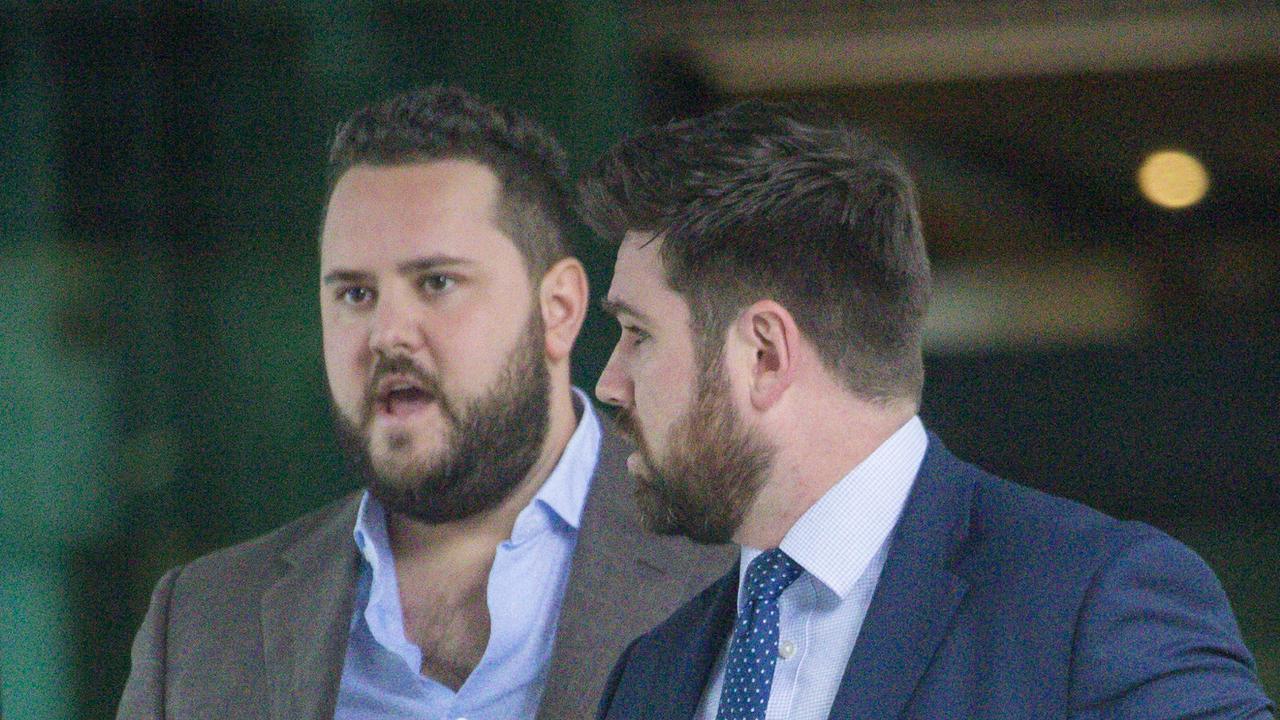 Prominent Brisbane chef Kelvin Zachary Andrews, left, with his lawyer outside court. Picture: NewsWire / Glenn Campbell