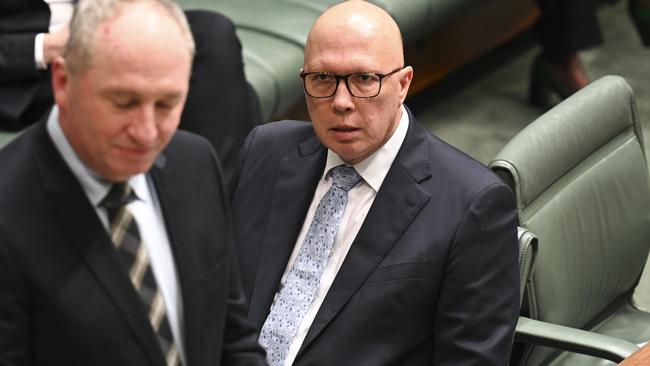 Peter Dutton advocates for introducing nuclear power in Australia as the only viable option to achieve net zero emissions by 2050. Picture: NewsWire / Martin Ollman