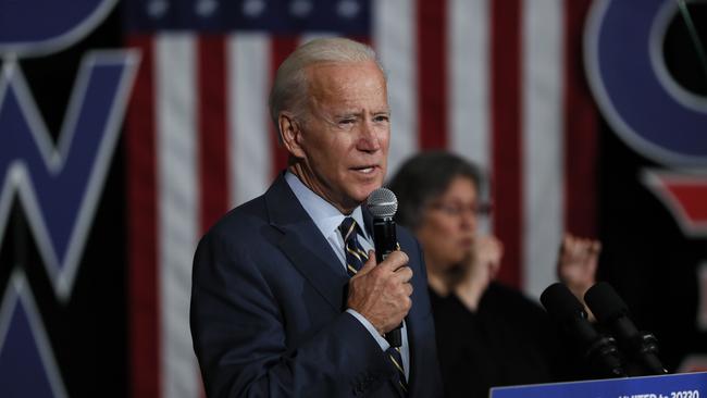 Joe Biden delivers a strong performance at a town hall meeting in Oskaloosa, Iowa, on Tuesday. Picture: AP