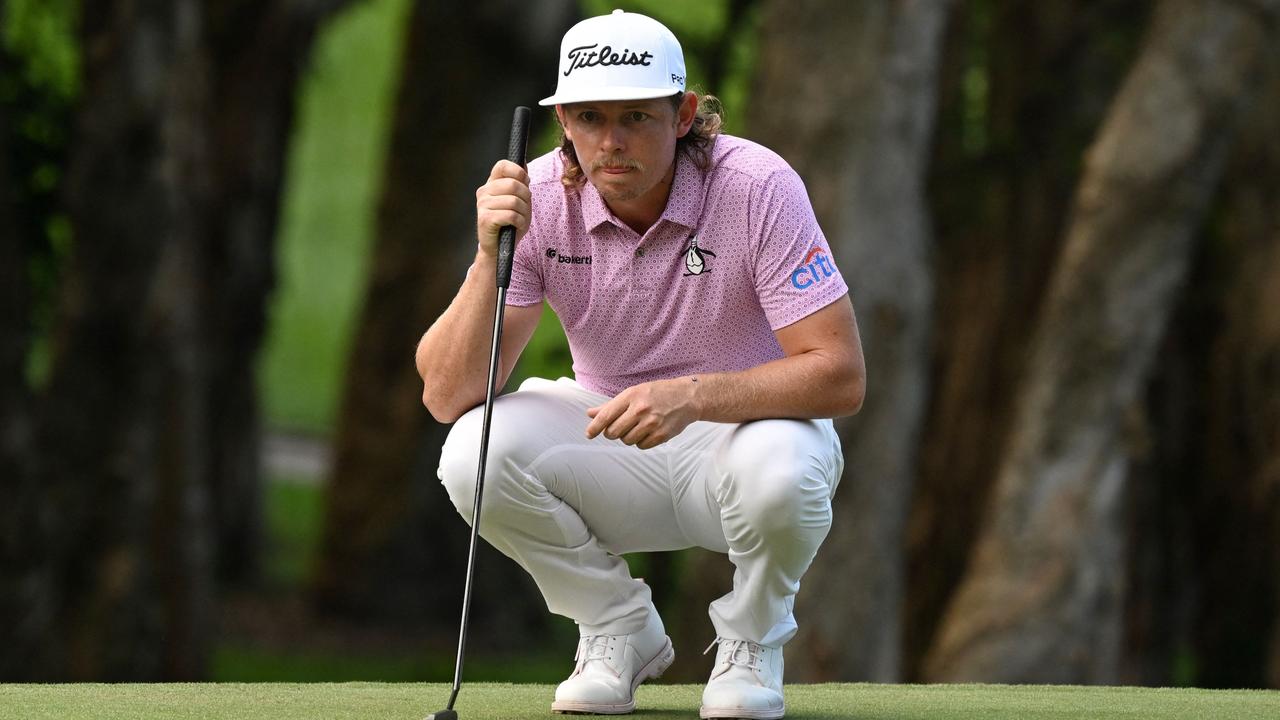 Cameron Smith of Australia lines up a putt on the final day of the Hong Kong Open at Fanling golf club in Hong Kong on November 12, 2023. (Photo by Peter PARKS / AFP)