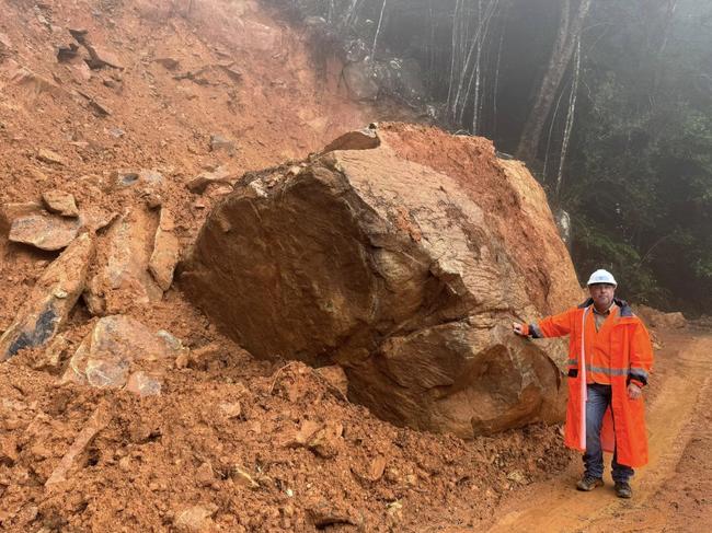 Nick Dametto MP during an insepction on Mount Spec Road. Picture: Supplied