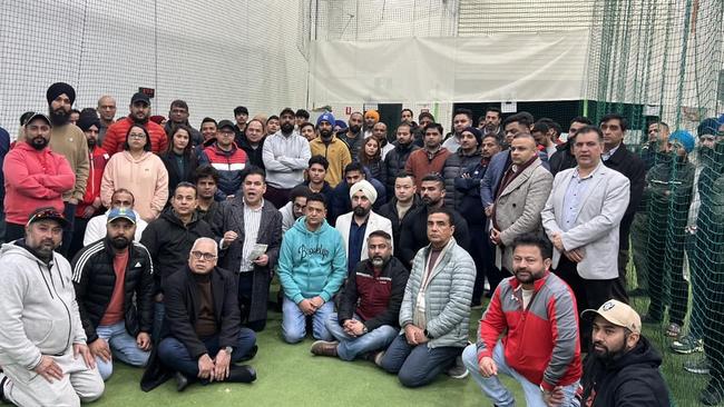 Concerned residents met at a Tarneit cricket club to discuss a plan of action after Rhyan Singh was brutally stabbed at a Baden Powell skatepark. Picture: Preet Singh