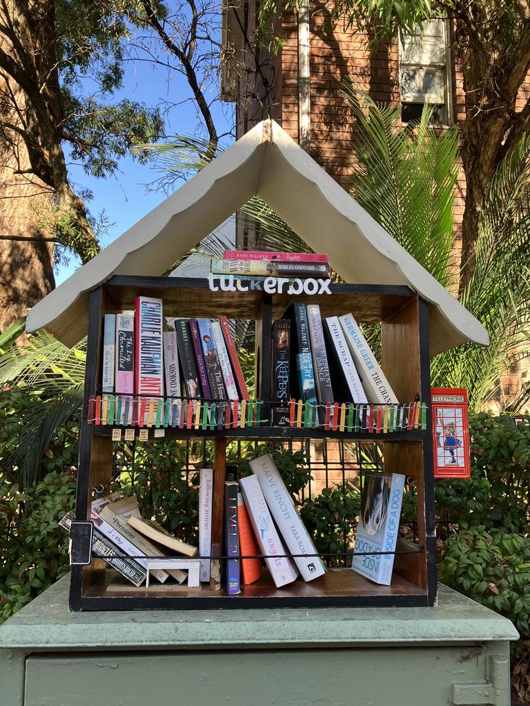 The community library set up across the road.