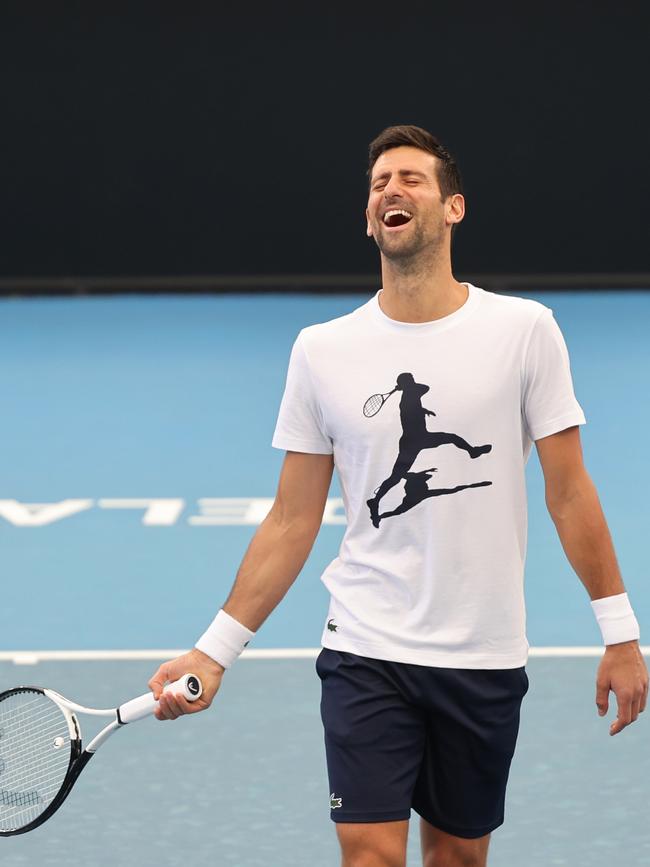 Novak Djokovic seen during a training session at Memorial Drive in Adelaide. NCA NewsWire / David Mariuz