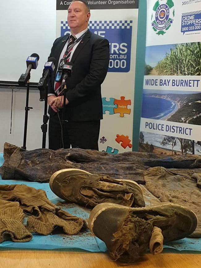 Detective INspector Gary Pettiford at the press conference about the human remains found off Keefton Road near Gympie.