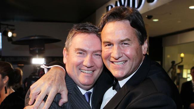 One of the factors in the looming battle could be the friendship between Jeff Browne, right, and former president Eddie McGuire, pictured together in 2010.