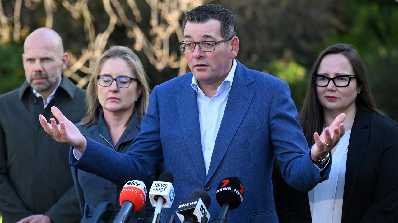 Victorian Premier Daniel Andrews making the announcement on Tuesday. AAP Image/James Ross