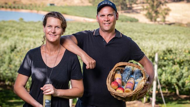 Nic Giblett, brother Michael and family produce about 6000 tonnes of apples at Newton Orchards near Manjimup. Picture: Tony McDonough