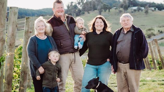 It’s a family affair: left to right, Christine Suitor, Logan Suitor, Alex Russell, Audrey Suitor, Lara Suitor, John Suitor and kelpie Bucca. Picture: Luca Photography