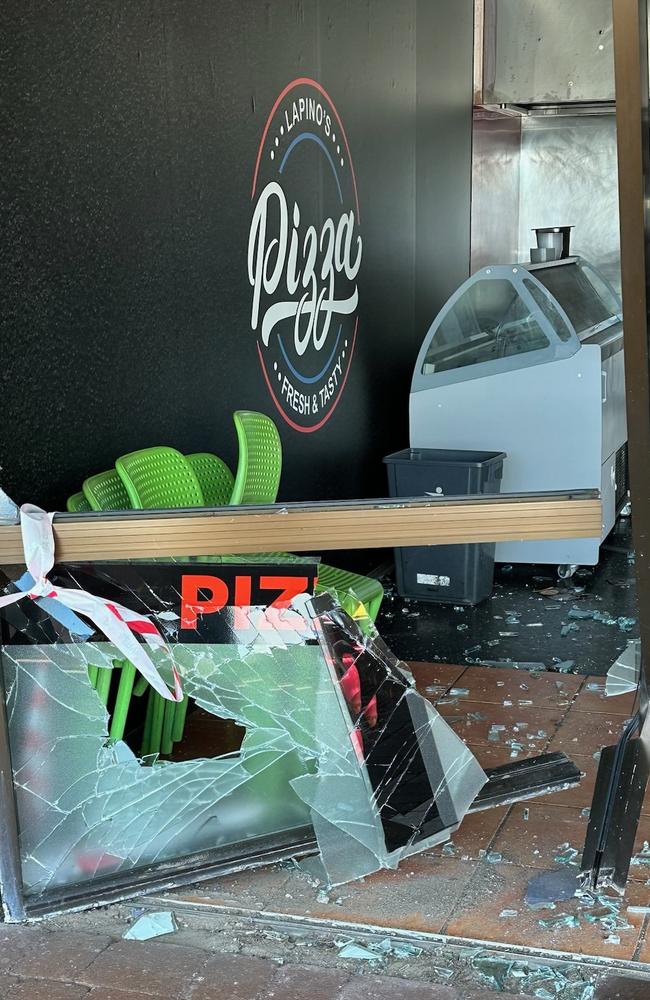 Car crashes into La Pino’s Pizza, Nicklin Way, Wurtulla. Picture – contributed.