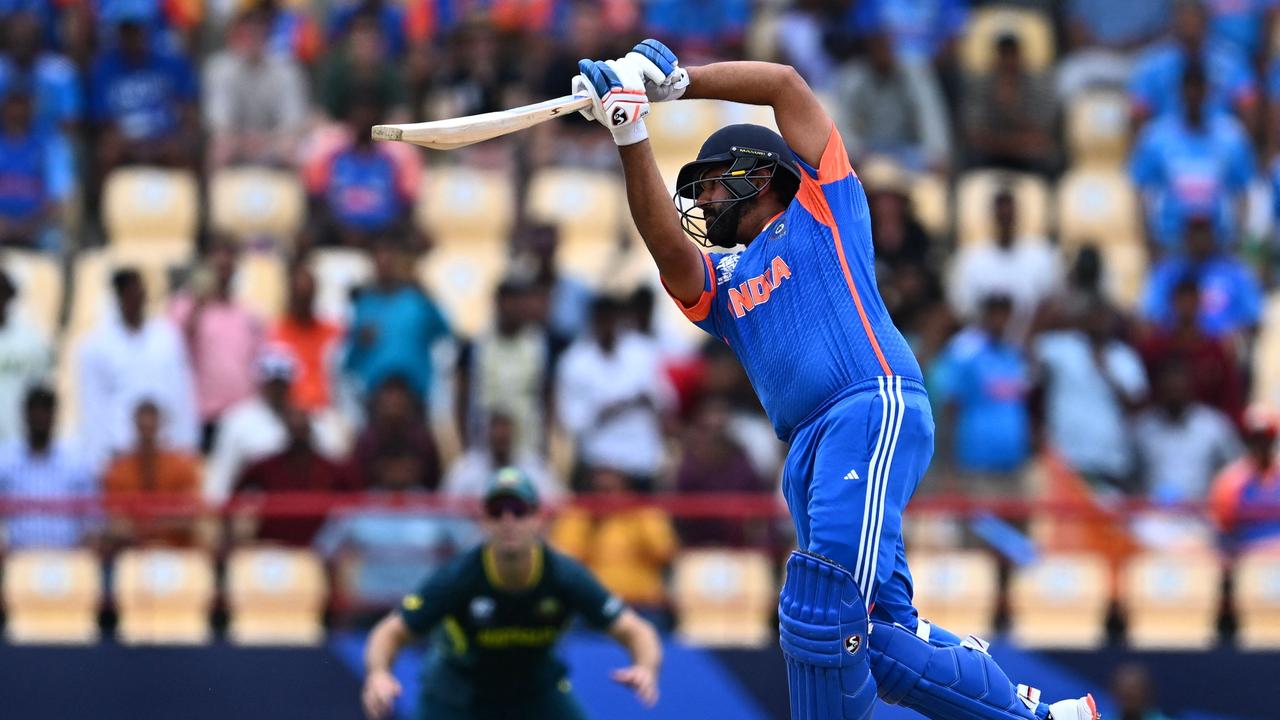 India's captain Rohit Sharma hit a T20 World Cup record eight sixes in his innings. Picture: Chandan Khanna/AFP