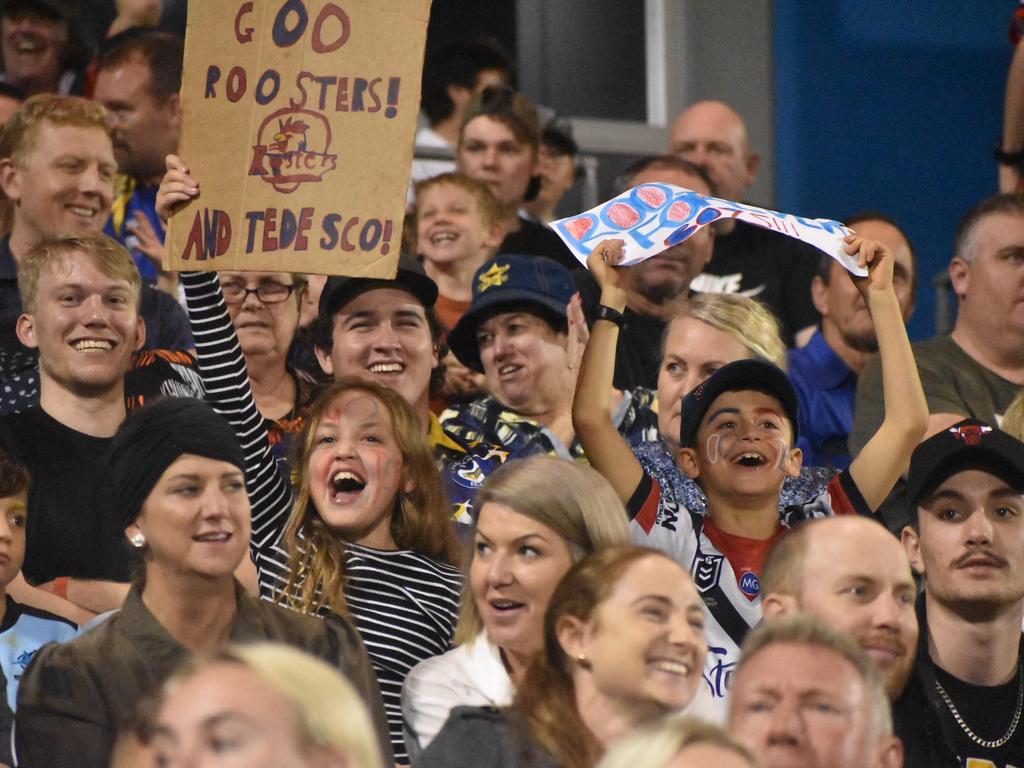 Fans at the Sydney Roosters v Parramatta Eels game at BB Print Stadium in Mackay, July 29, 2021. Picture: Matthew Forrest