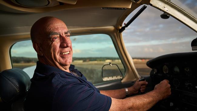 Lovell, with a share in a Piper Archer light aircraft based at Parafield, is back in the air and enjoying flying again. Picture: Matt Loxton