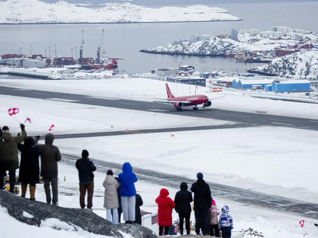 An Air Greenland flight takes off at the new airport in Nuuk. Picture: Supplied