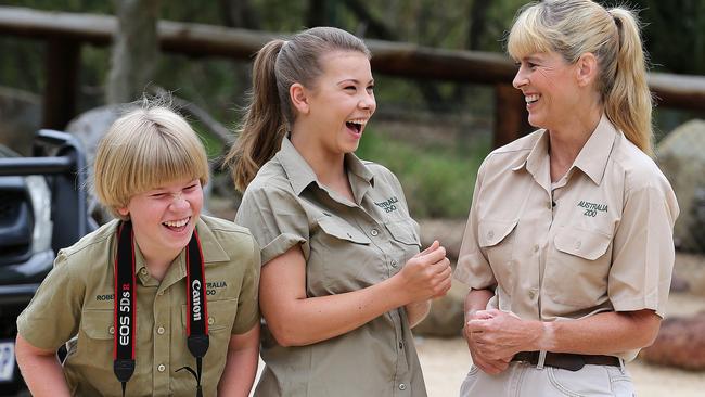 Robert Irwin with sister Bindi and mum, Teri, on I’m A Celebrity … Get Me Out Of Here! in 2016.